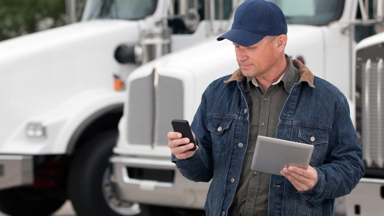 Checklist on tablet with truck