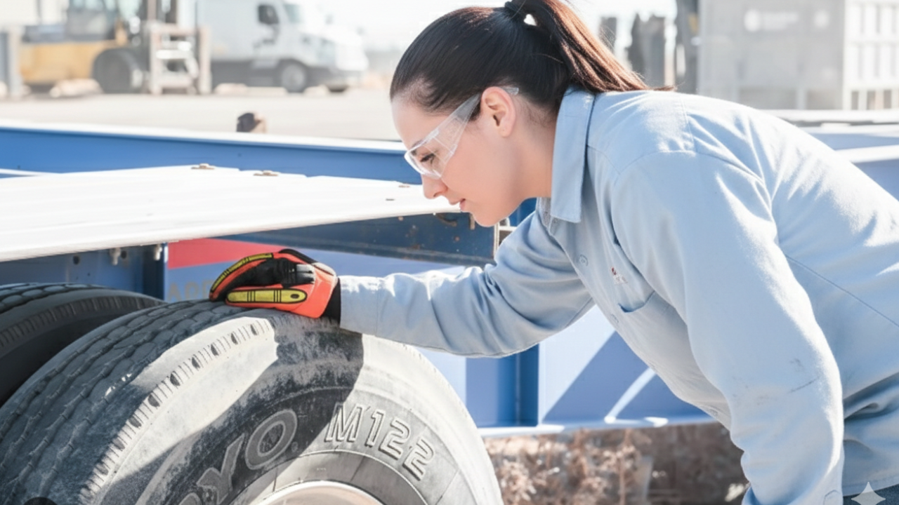 DOT inspector checking truck