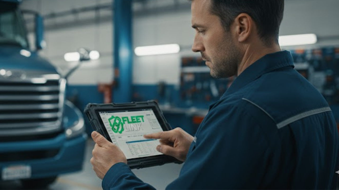 Technician using diagnostic tablet